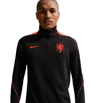 Black-Red - Side - Nike Mens Netherlands FC Drill Top