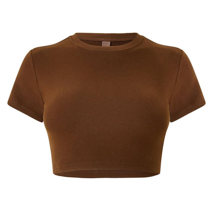 Chocolate Brown - Front - Grace Jacob Womens-Ladies Espresso Plain Crop Top