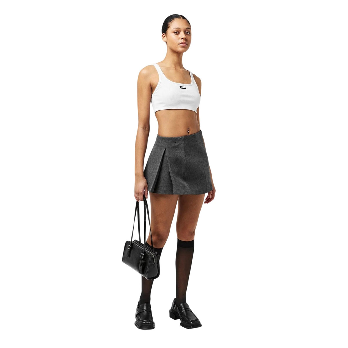 White - Close up - WRSTBHVR Womens-Ladies Worst B Jetty Strappy Crop Top