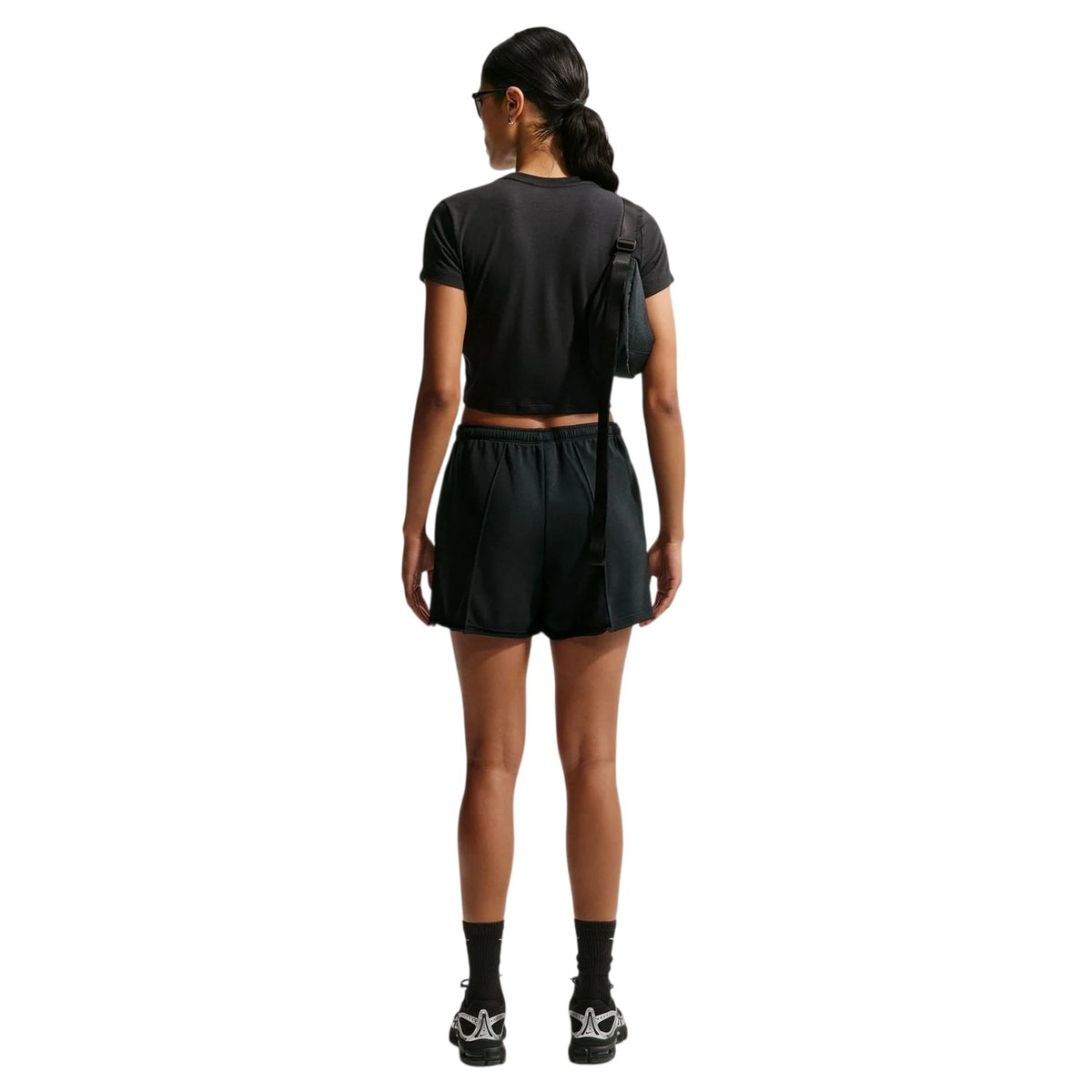 Black - Back - Nike Womens-Ladies Chill Knitted Crop T-Shirt