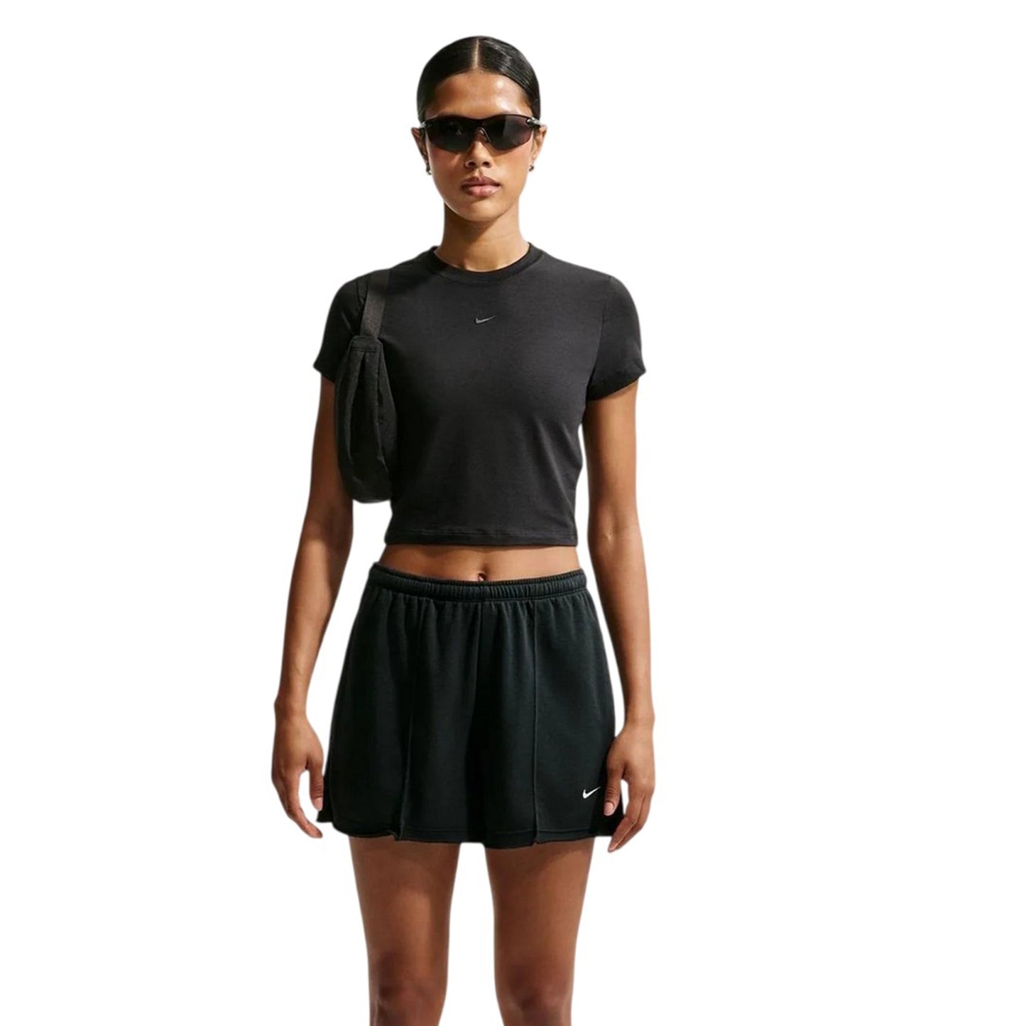 Black - Front - Nike Womens-Ladies Chill Knitted Crop T-Shirt