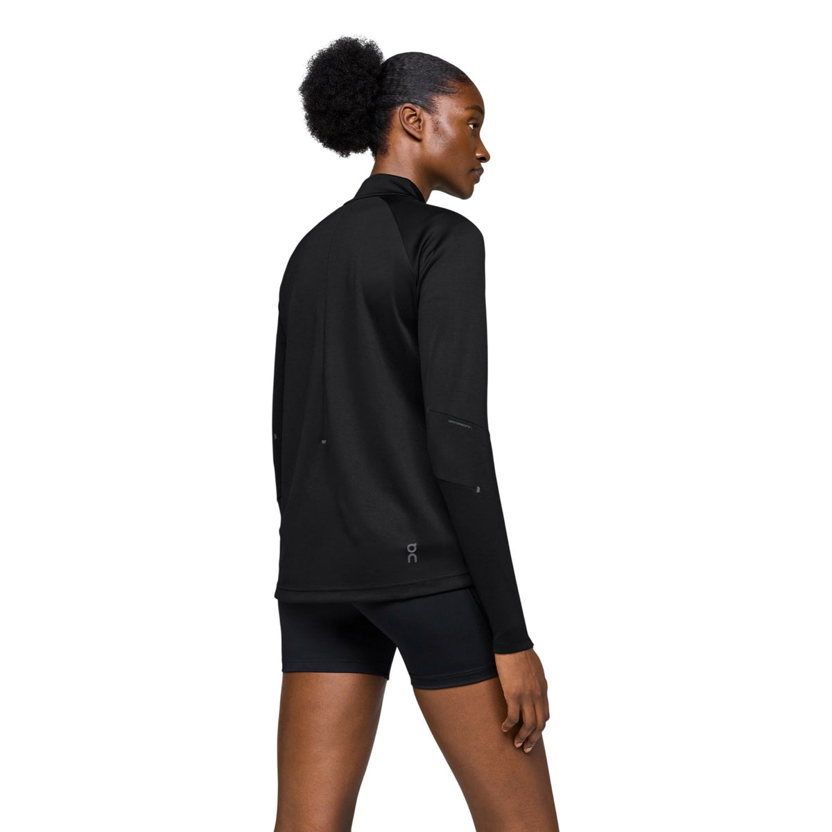 Black - Back - On Unisex Adult Climate Zip Neck Tailored Long-Sleeved Track Top