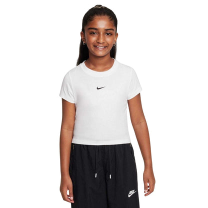 White - Front - Nike Girls Cropped T-Shirt