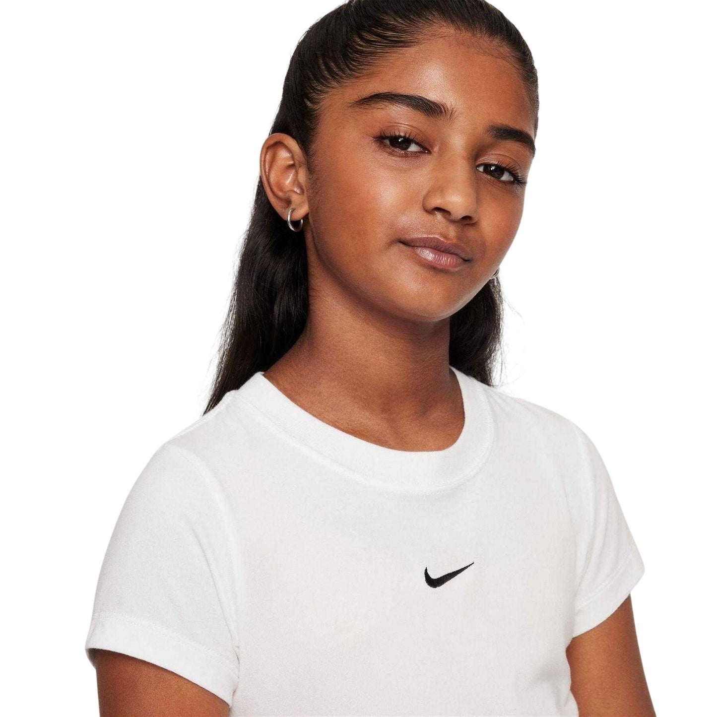 White - Side - Nike Girls Cropped T-Shirt