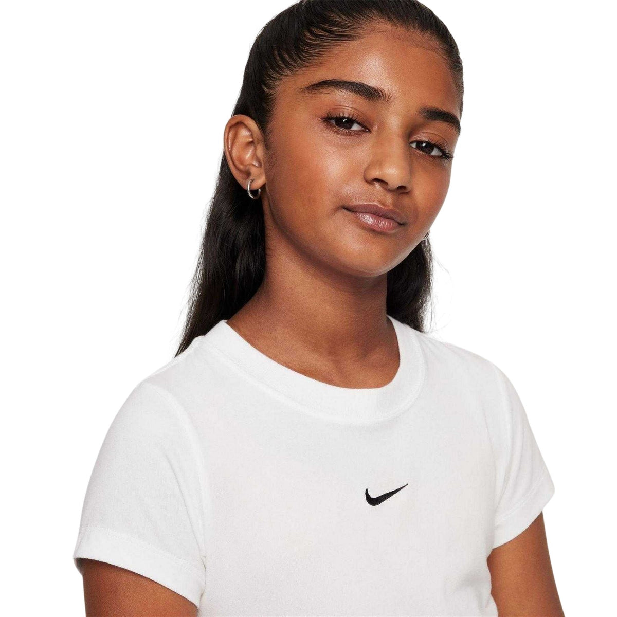 White - Side - Nike Girls Cropped T-Shirt