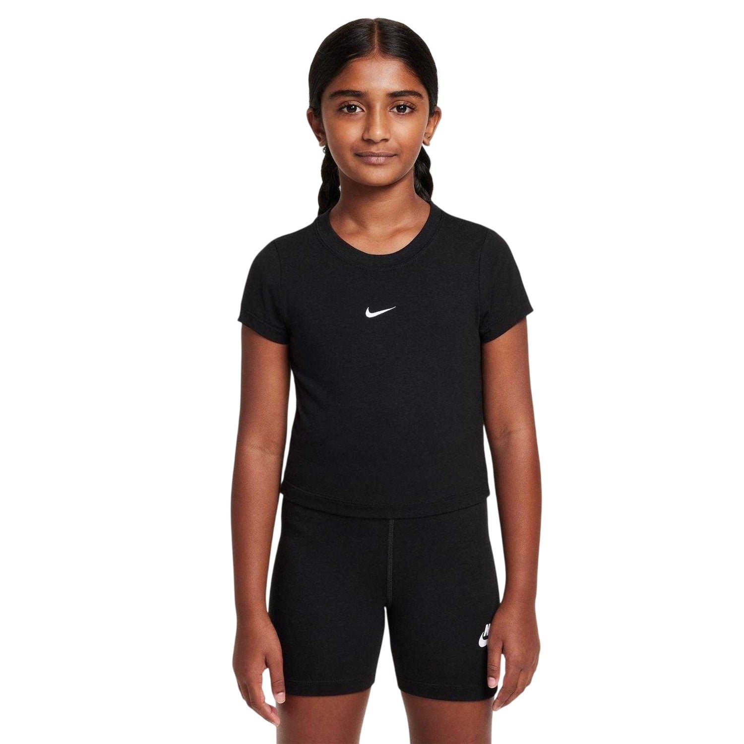 Black - Front - Nike Girls Cropped T-Shirt