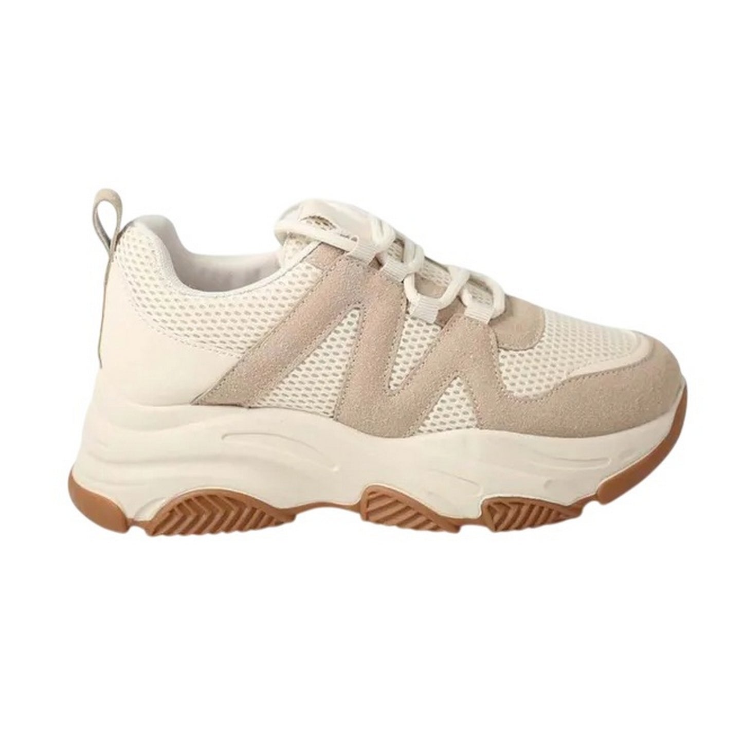 Beige - Front - Where´s That From Womens-Ladies Mesh Chunky Sole Trainers