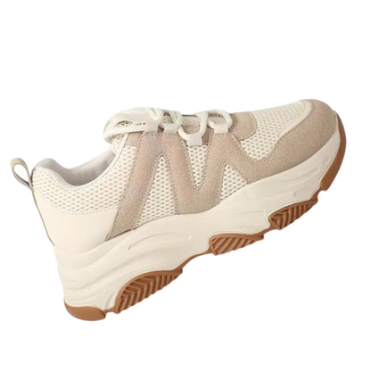 Beige - Side - Where´s That From Womens-Ladies Mesh Chunky Sole Trainers
