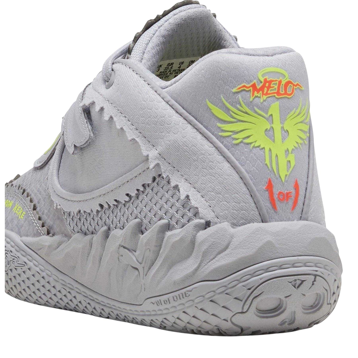 Silver-Vibrant Yellow - Close up - Puma Childrens-Kids Metallic Basketball Shoes