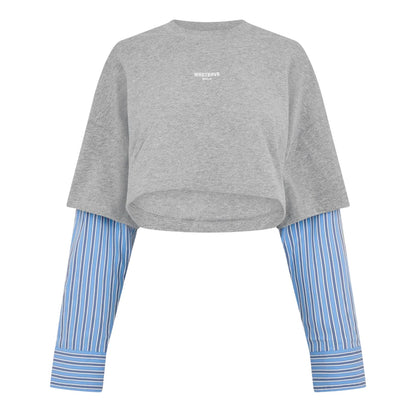 Grey - Front - WRSTBHVR Womens-Ladies Worst B Teela Layered Crop Top