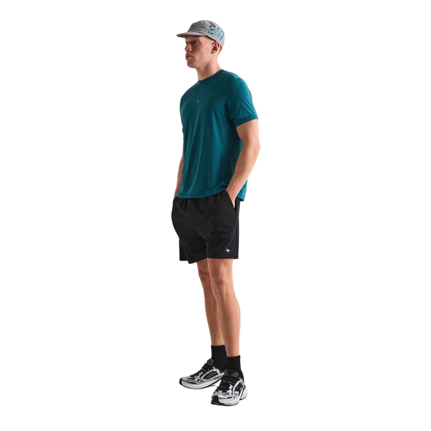 Teal - Close up - Represent Mens 247 Performance Short-Sleeved Gym Top