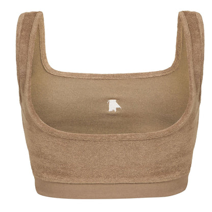 Beige - Back - 4th & Reckless Womens-Ladies Drift Strappy Plush Crop Top
