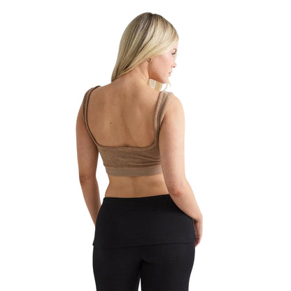 Beige - Pack Shot - 4th & Reckless Womens-Ladies Drift Strappy Plush Crop Top