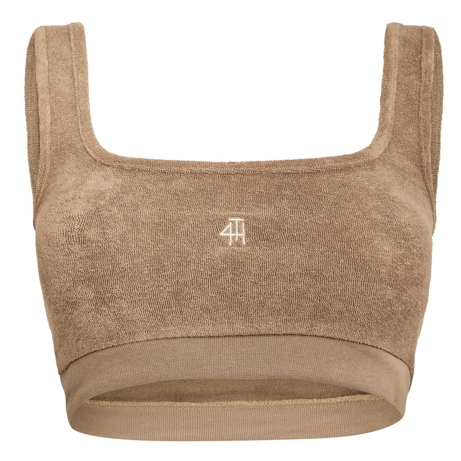 Beige - Front - 4th & Reckless Womens-Ladies Drift Strappy Plush Crop Top