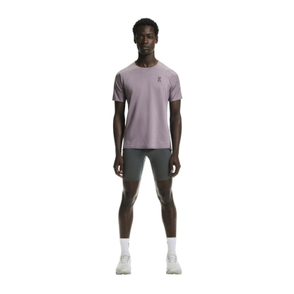 Purple - Close up - On Mens Performance Short-Sleeved Running Top