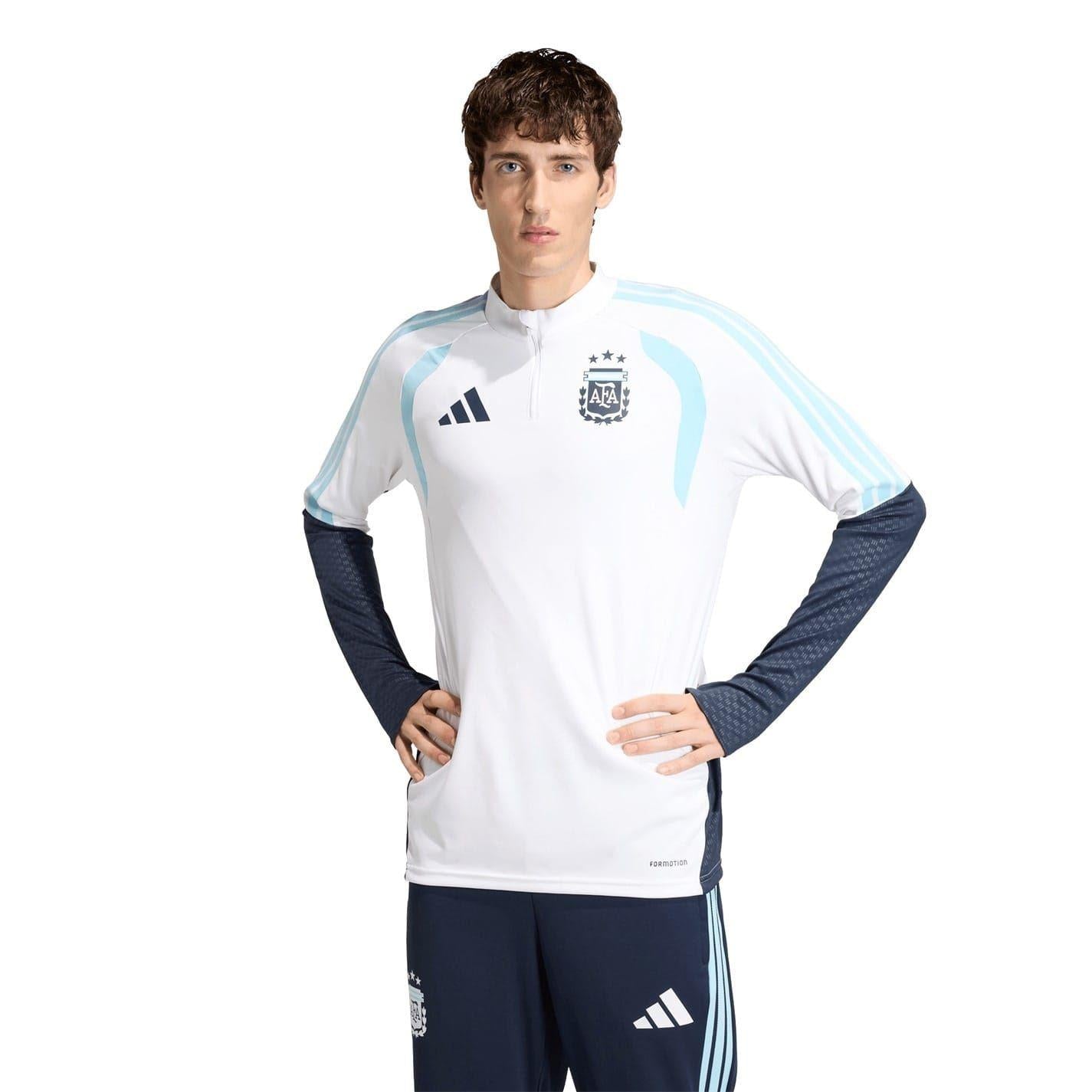 White-Blue - Lifestyle - Adidas Mens Tiro 26 Argentina Slim Top
