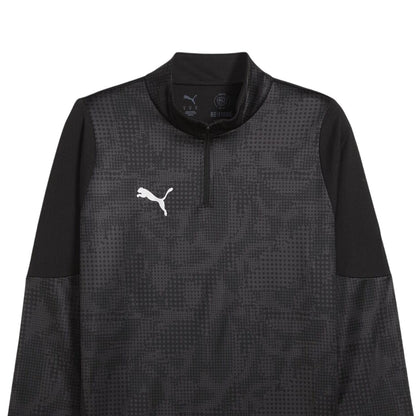 Black-Silver - Side - Puma Womens-Ladies Teamcup Long-Sleeved Top