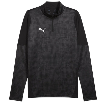 Black-Silver - Front - Puma Womens-Ladies Teamcup Long-Sleeved Top