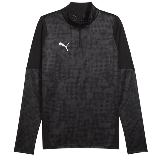Black-Silver - Front - Puma Womens-Ladies Teamcup Long-Sleeved Top