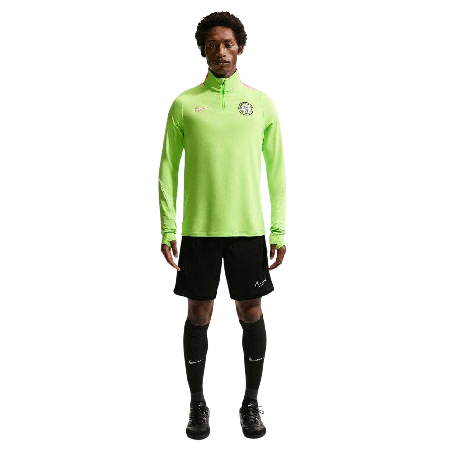 Green-White - Pack Shot - Nike Mens Nigeria FC Slim Long-Sleeved Drill Top