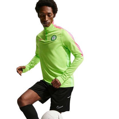 Green-White - Front - Nike Mens Nigeria FC Slim Long-Sleeved Drill Top