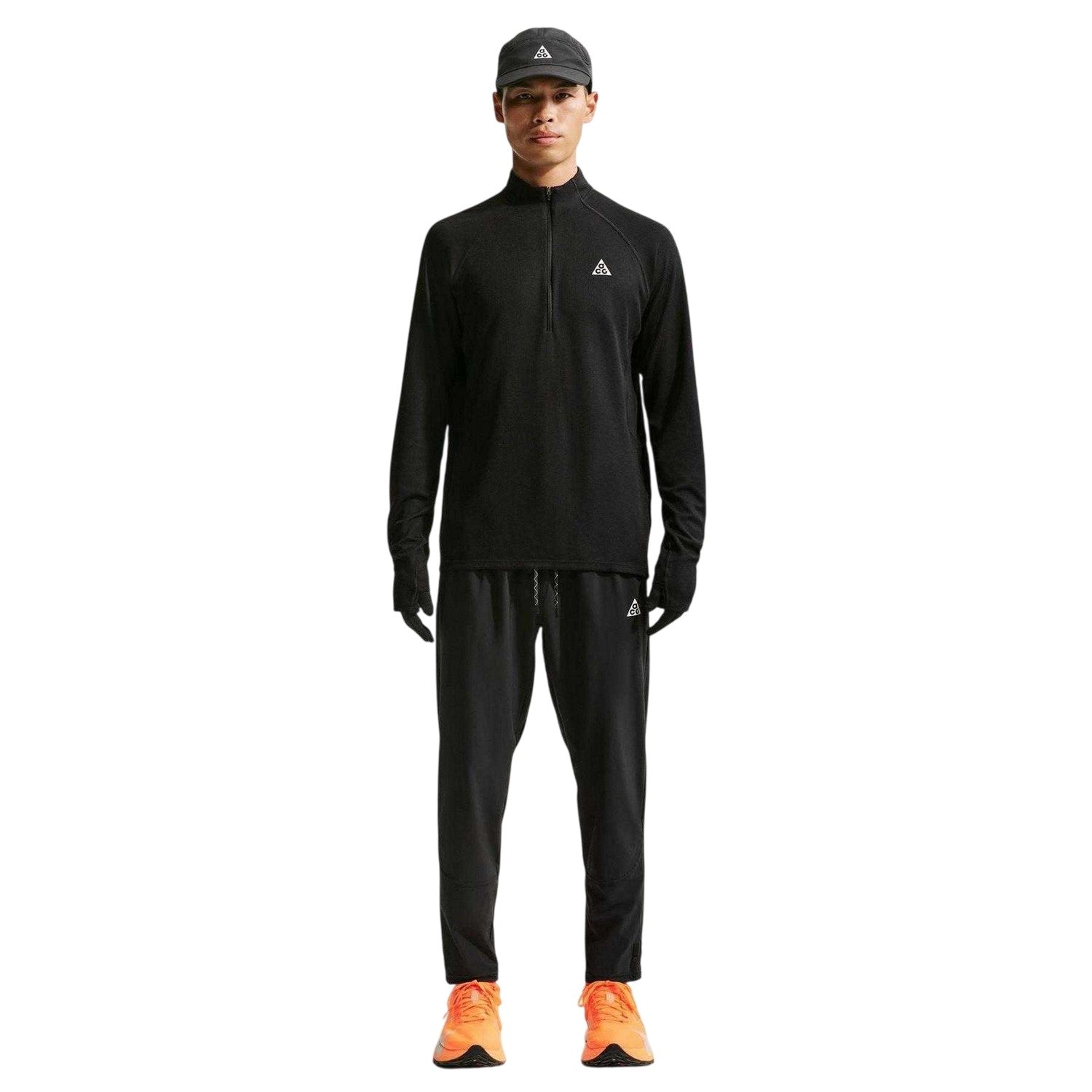 Black-White - Front - Nike Mens Trail Long-Sleeved Running Top