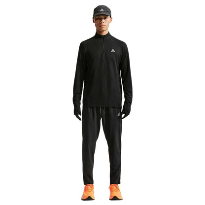 Black-White - Front - Nike Mens Trail Long-Sleeved Running Top