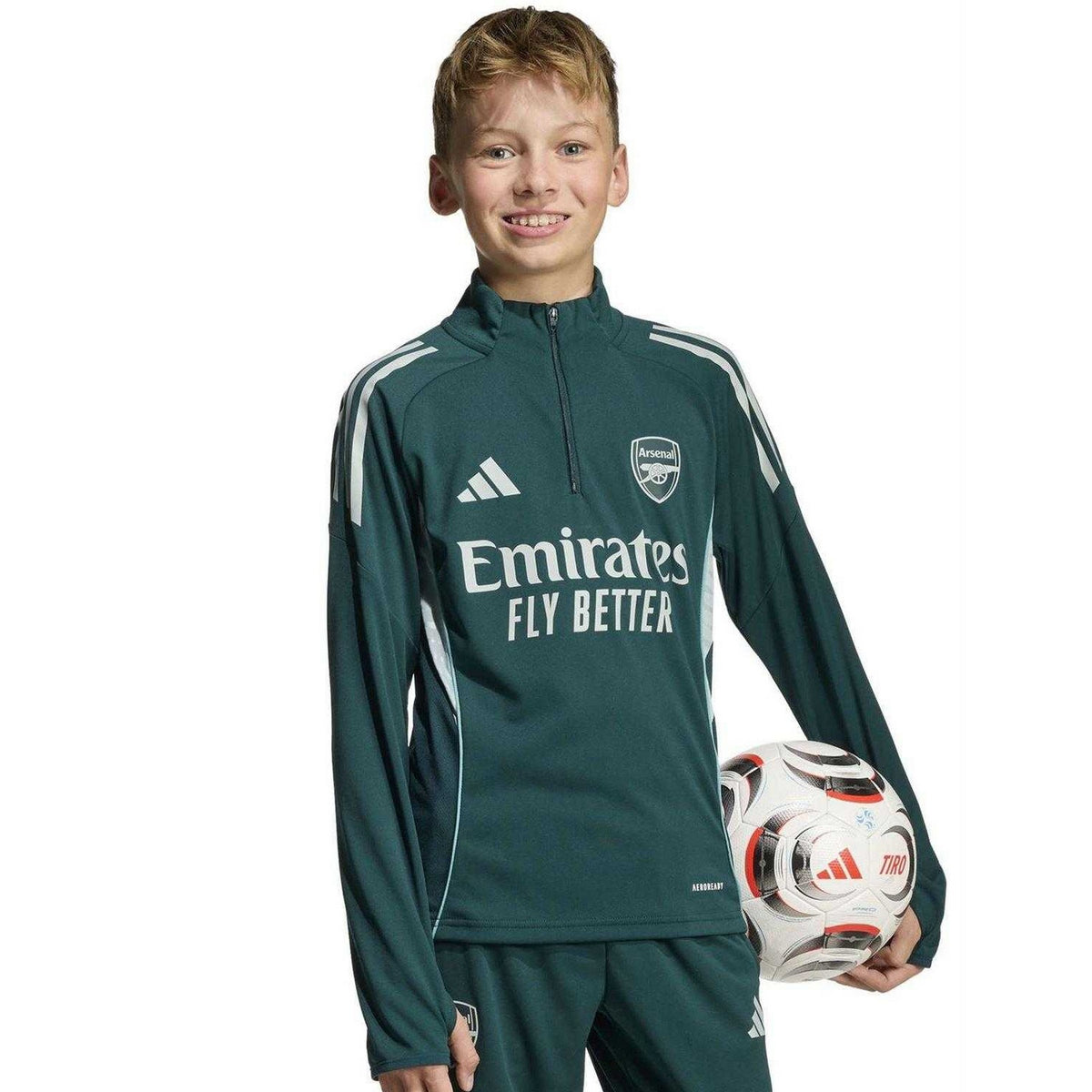 Green-Blue - Pack Shot - Adidas Childrens-Kids Tiro 25 Competition Arsenal FC Long-Sleeved Football Track Top