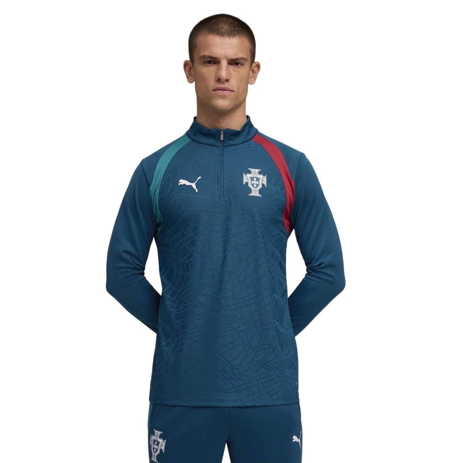 Green-Silver - Pack Shot - Puma Mens World Cup 2026 Portugal FC Long-Sleeved Drill Top