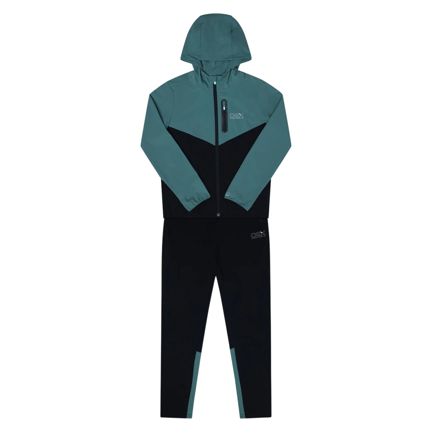 Green-Black - Front - OEX Childrens-Kids Fell Long-Sleeved Tracksuit