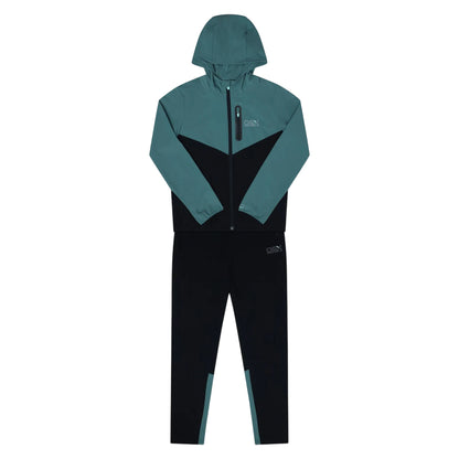 Green-Black - Front - OEX Childrens-Kids Fell Long-Sleeved Tracksuit