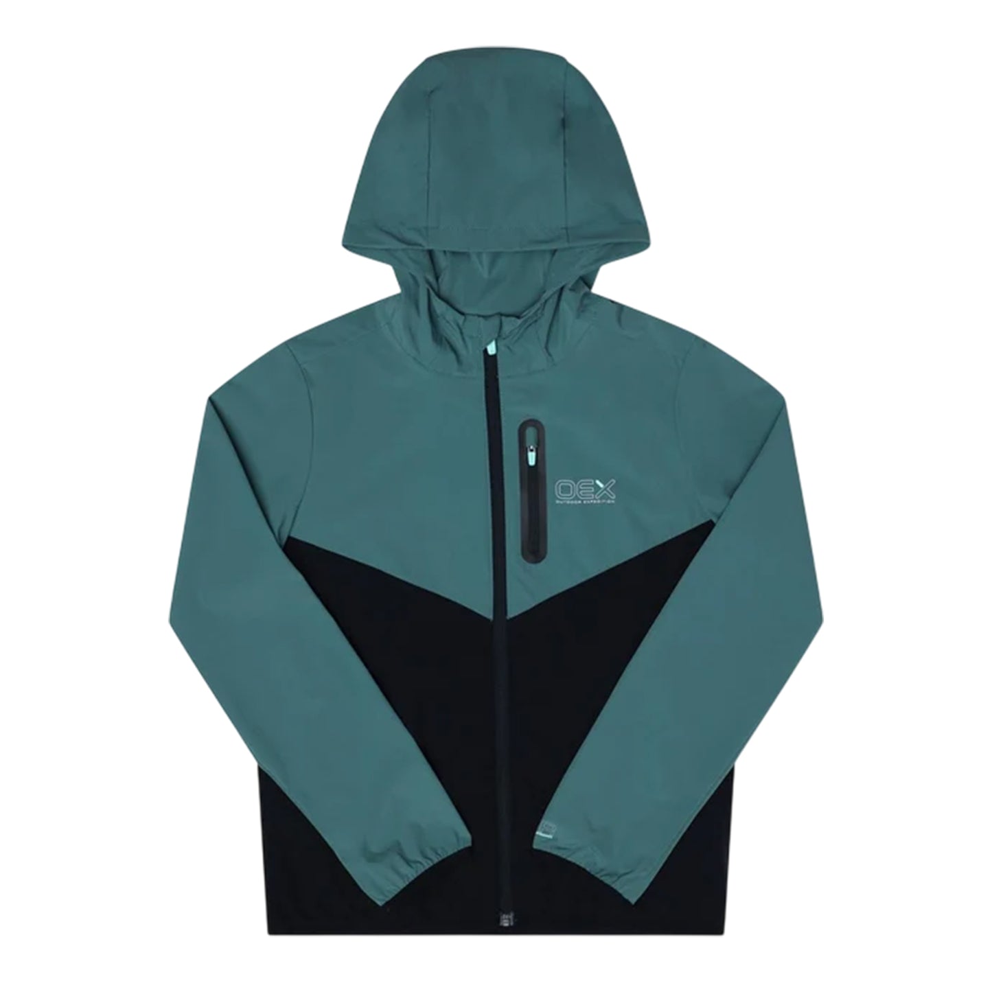 Green-Black - Side - OEX Childrens-Kids Fell Long-Sleeved Tracksuit