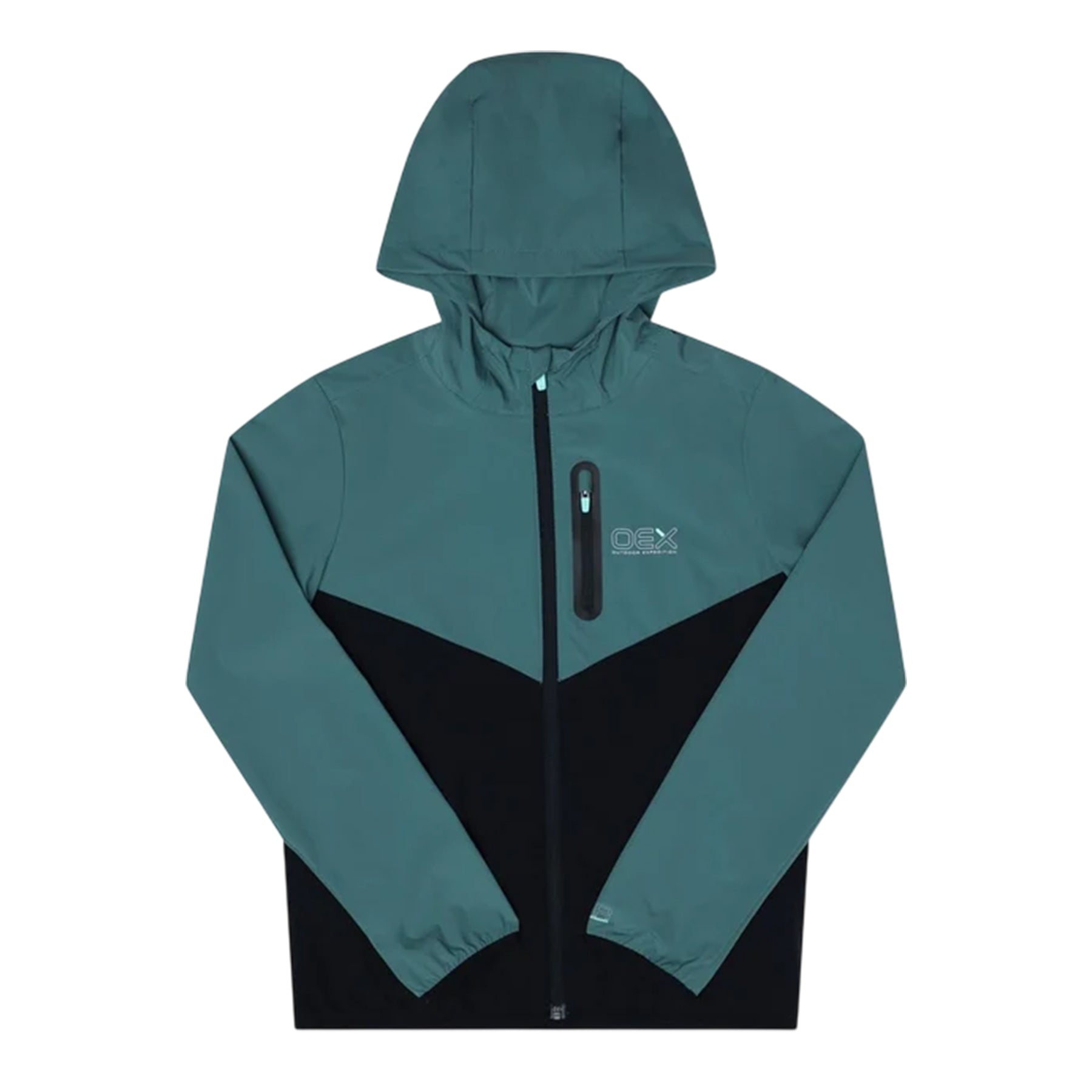 Green-Black - Side - OEX Childrens-Kids Fell Long-Sleeved Tracksuit
