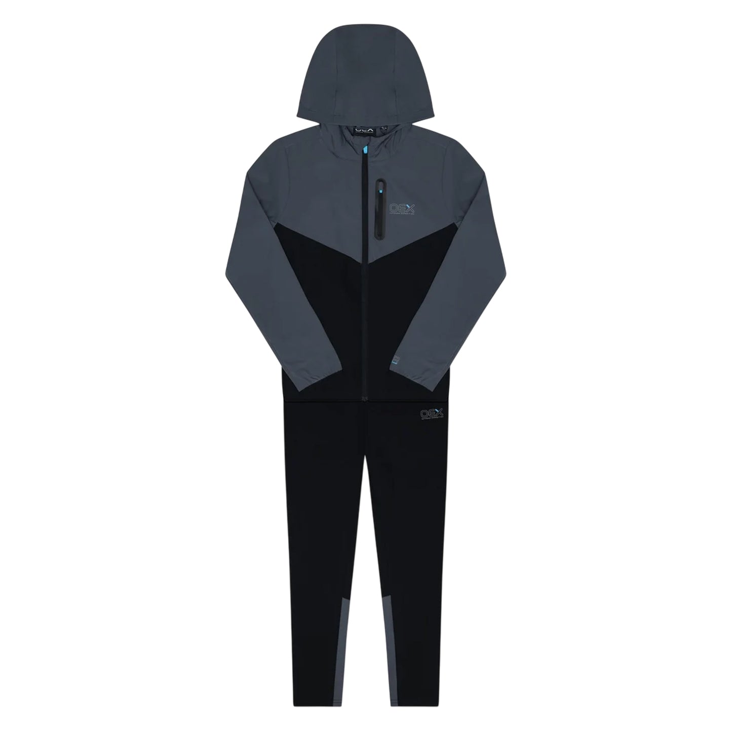 Black-Charcoal - Front - OEX Childrens-Kids Fell Long-Sleeved Tracksuit