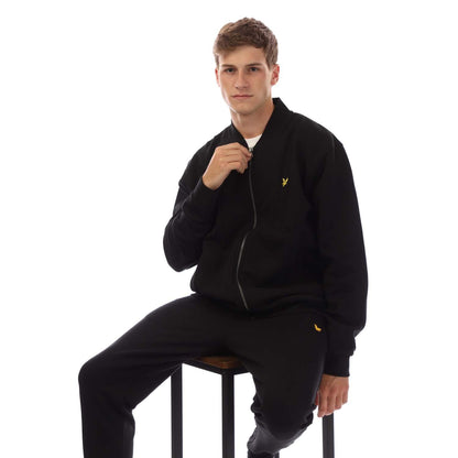 Black - Pack Shot - Lyle & Scott Mens Jersey Bomber Jacket