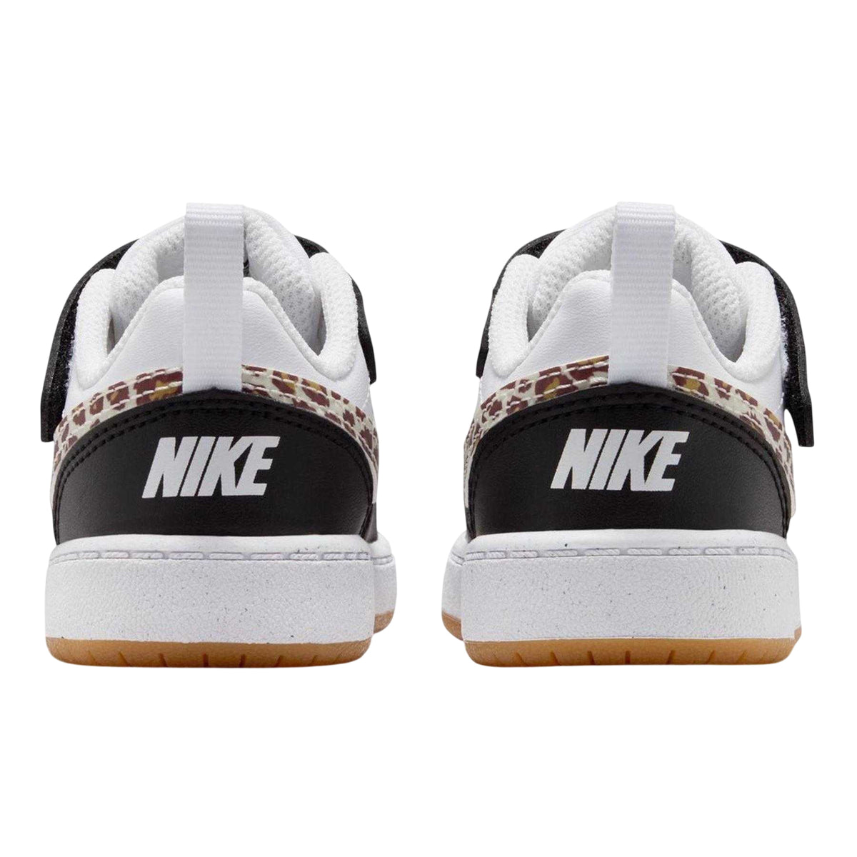 Black-Leopard - Back - Nike Toddler Court Borough Flat Shoes