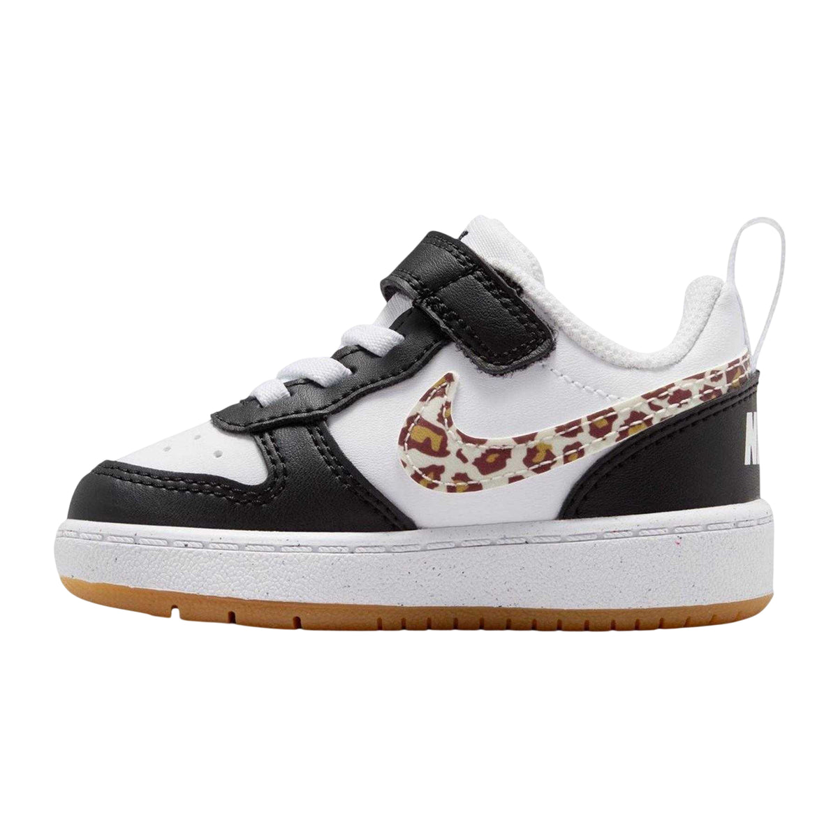Black-Leopard - Side - Nike Toddler Court Borough Flat Shoes