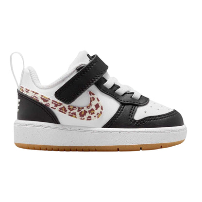 Black-Leopard - Front - Nike Toddler Court Borough Flat Shoes