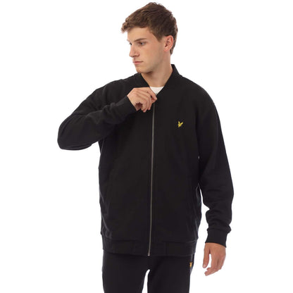 Black - Front - Lyle & Scott Mens Jersey Bomber Jacket