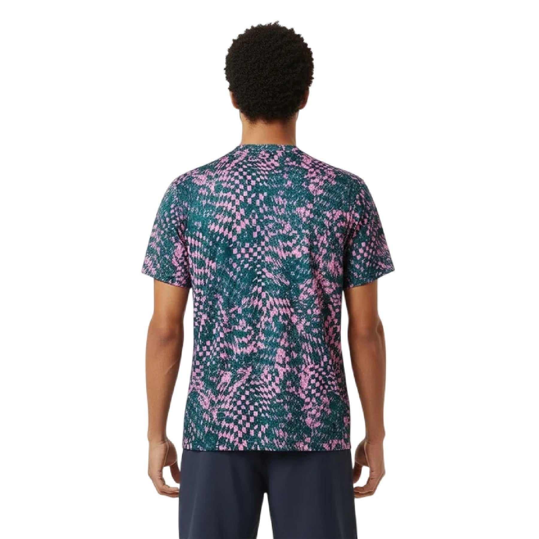 Pink-Navy - Side - New Balance Mens Performance Short-Sleeved Running Top
