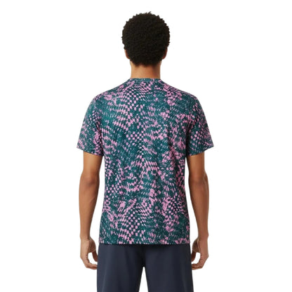 Pink-Navy - Side - New Balance Mens Performance Short-Sleeved Running Top