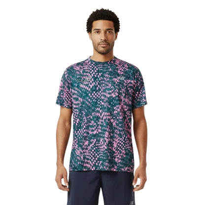 Pink-Navy - Lifestyle - New Balance Mens Performance Short-Sleeved Running Top
