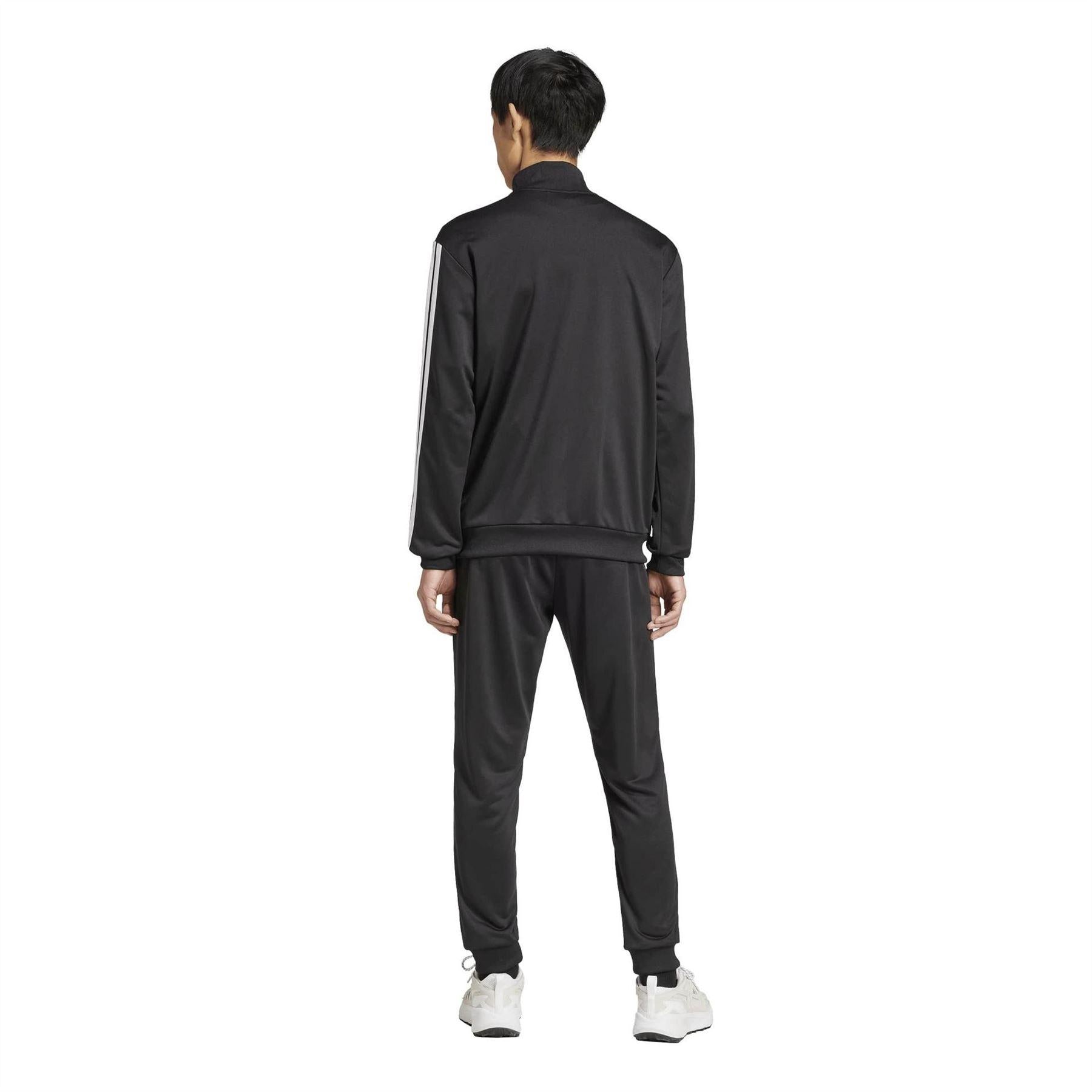 Black - Back - Adidas Mens 3 Stripes Fleece Tracksuit
