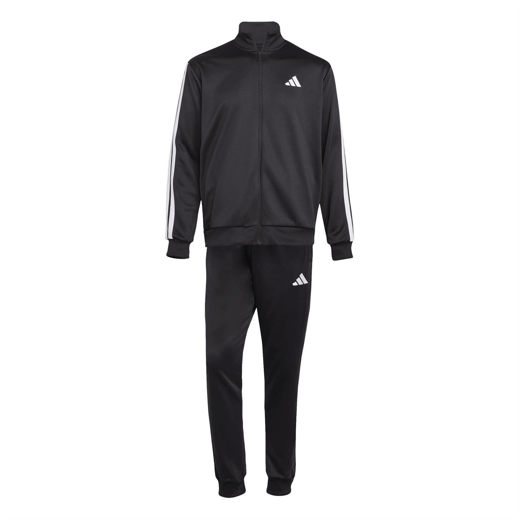 Black - Front - Adidas Mens 3 Stripes Fleece Tracksuit