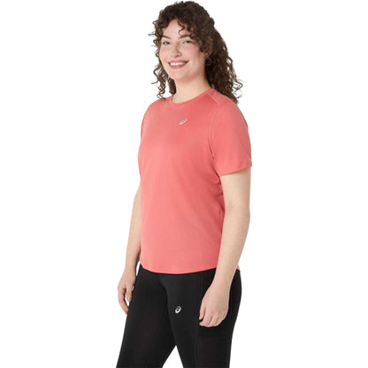 Coral-White - Front - Asics Womens-Ladies Short-Sleeved Running T-Shirt