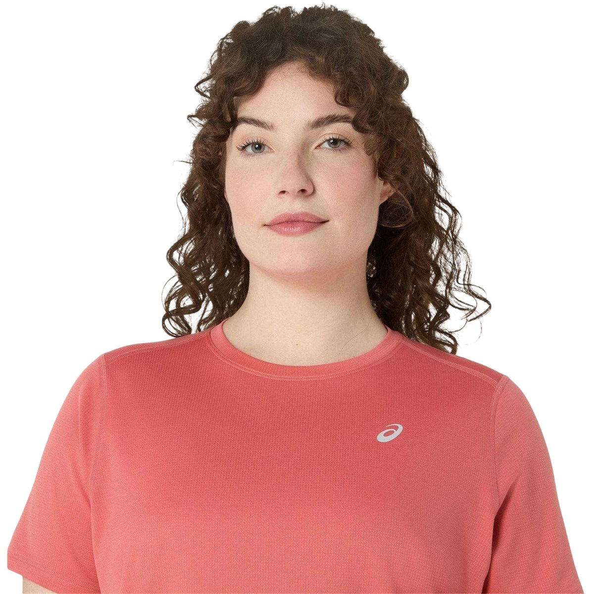 Coral-White - Side - Asics Womens-Ladies Short-Sleeved Running T-Shirt
