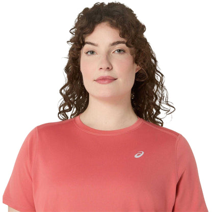 Coral-White - Side - Asics Womens-Ladies Short-Sleeved Running T-Shirt