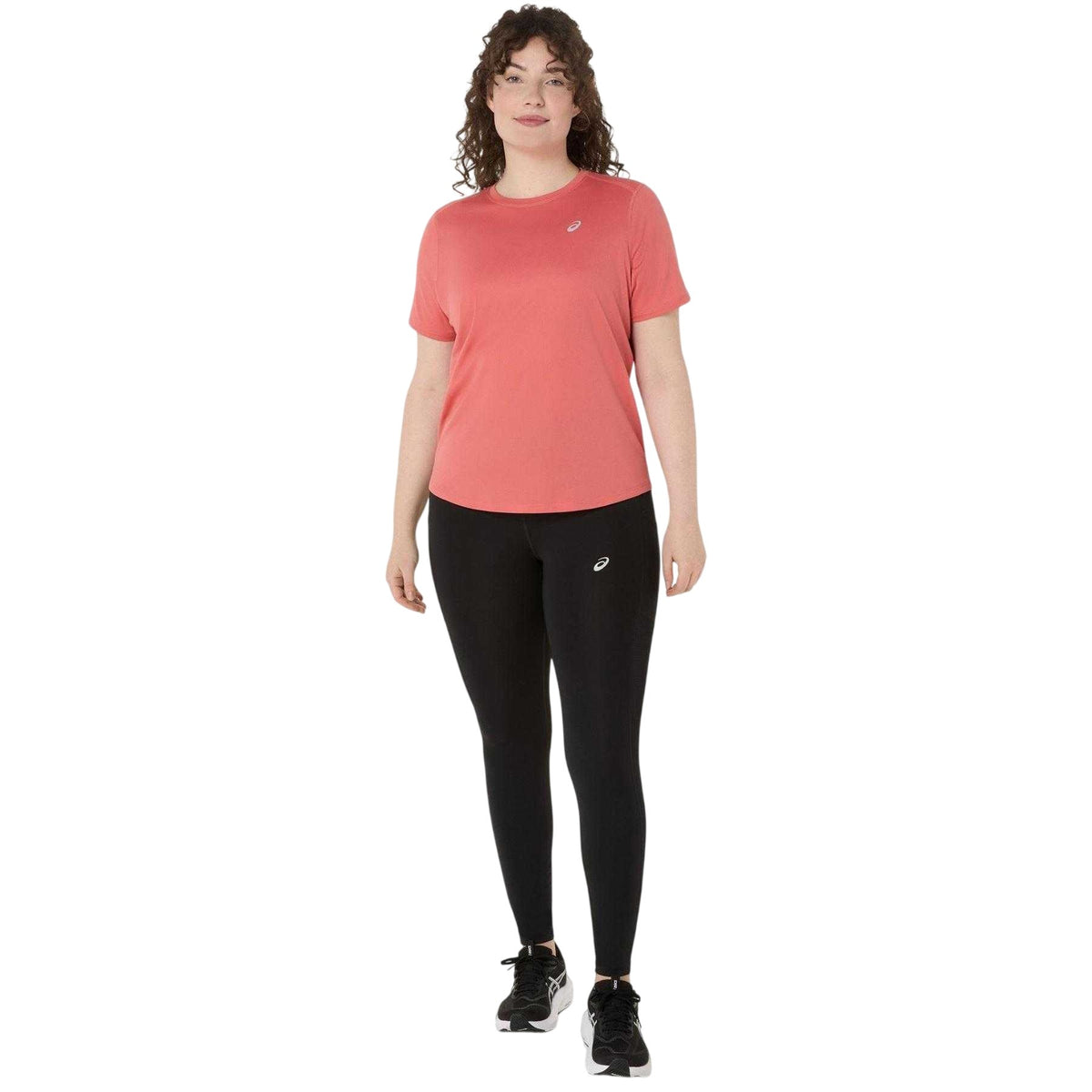 Coral-White - Pack Shot - Asics Womens-Ladies Short-Sleeved Running T-Shirt