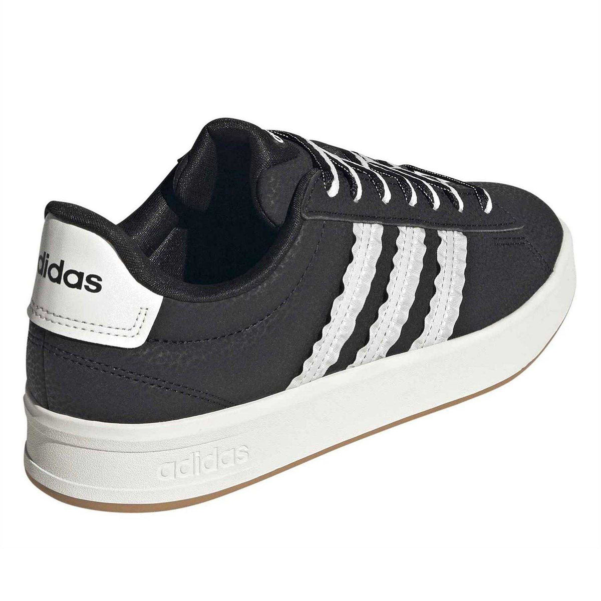 Core Black - Back - Adidas Mens Grand Court 3 Stripes Flat Trainers