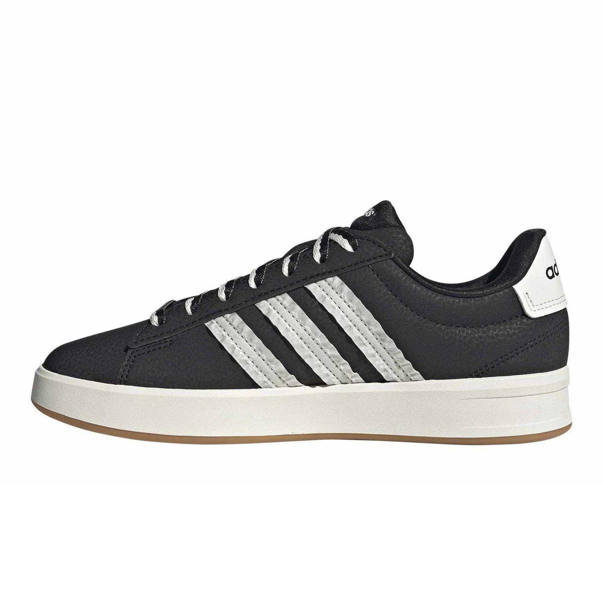 Core Black - Side - Adidas Mens Grand Court 3 Stripes Flat Trainers